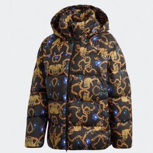 Women’s Adidas GS Down Fill Puffer Jacket Leopard Chain GD2502 SIze XL